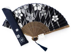 Handfächer Aihitoe Kon, Blau -Japan Kunst Verkauf handfaecher aihitoe kon blau 1