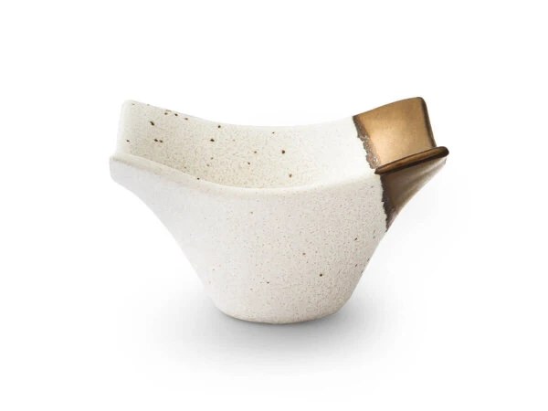 Japanische Soßenschale Sou, Weiß-gold 1 Japanische Soßenschale Sou, Weiß-gold