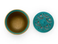 Japanisches Räuchergefäß Sakura, Gusseisen Türkis 4 Japanisches Räuchergefäß Sakura, Gusseisen Türkis – Bild 4