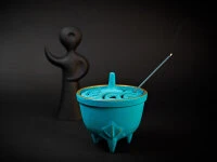 Japanisches Räuchergefäß Sakura, Gusseisen Türkis 5 Japanisches Räuchergefäß Sakura, Gusseisen Türkis – Bild 5