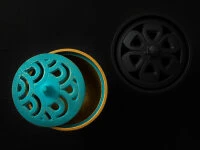 Japanisches Räuchergefäß Sakura, Gusseisen Türkis 6 Japanisches Räuchergefäß Sakura, Gusseisen Türkis – Bild 6